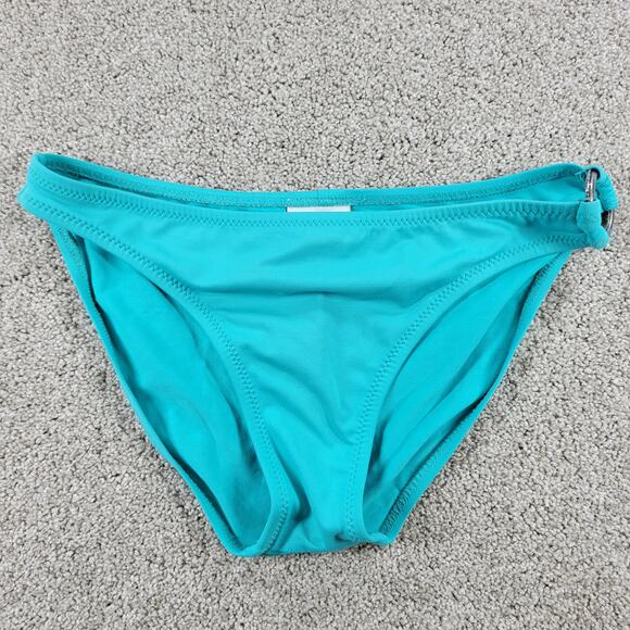 Becca Womens Bikini Large Teal Blue 2 Piece Floral Embroidered Triangle Halter - Picture 6 of 16